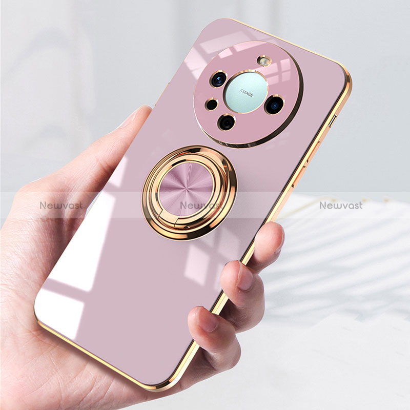 Ultra-thin Silicone Gel Soft Case Cover with Magnetic Finger Ring Stand AN1 for Huawei Mate 60