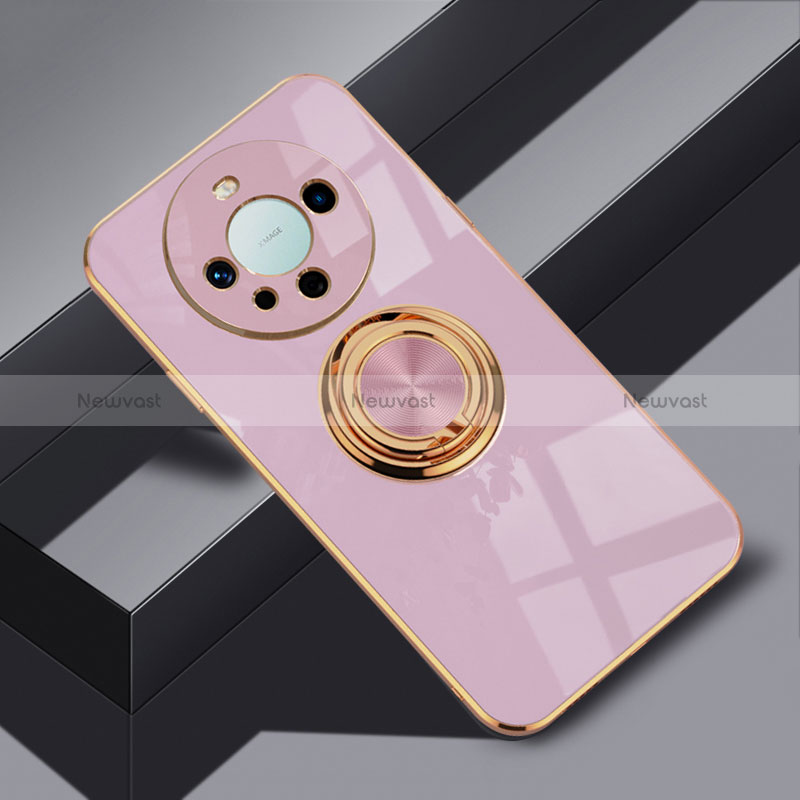 Ultra-thin Silicone Gel Soft Case Cover with Magnetic Finger Ring Stand AN1 for Huawei Mate 60 Pro