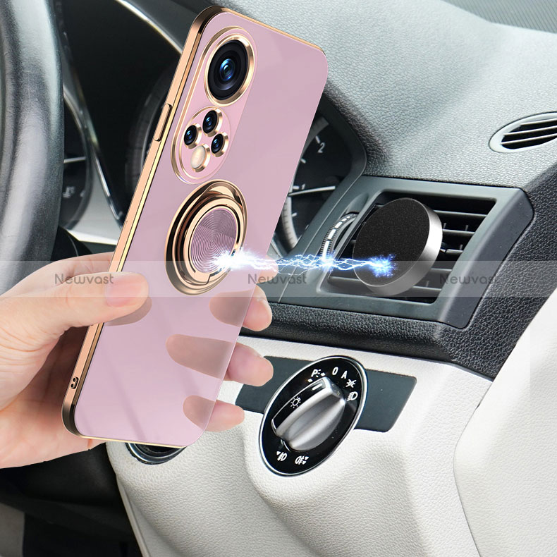 Ultra-thin Silicone Gel Soft Case Cover with Magnetic Finger Ring Stand AN1 for Huawei Nova 9 Pro