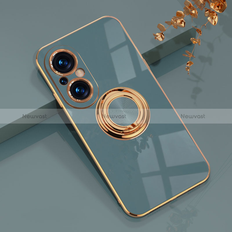 Ultra-thin Silicone Gel Soft Case Cover with Magnetic Finger Ring Stand AN1 for Huawei Nova 9 SE