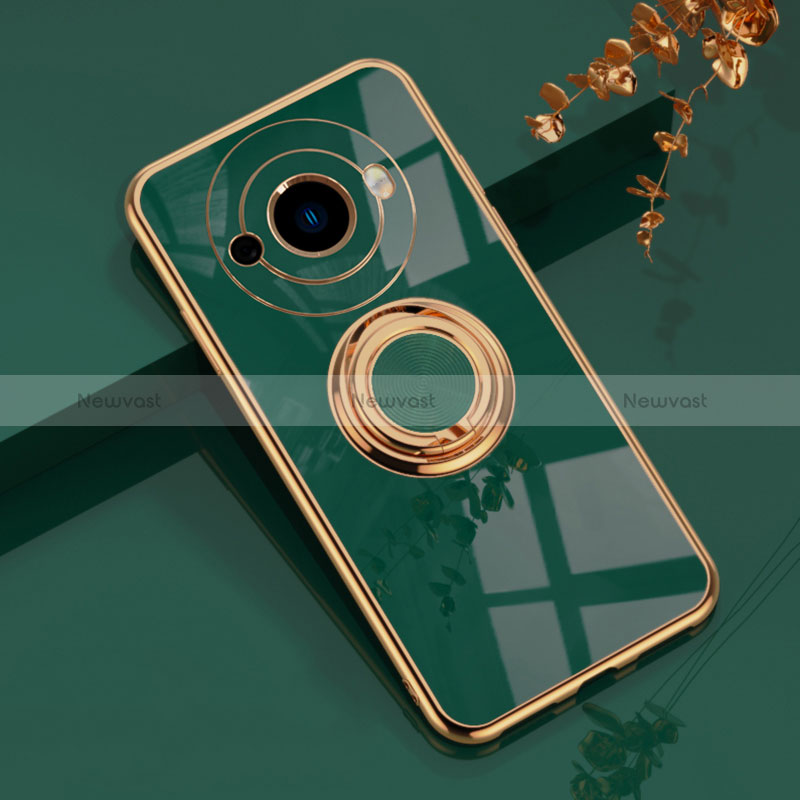 Ultra-thin Silicone Gel Soft Case Cover with Magnetic Finger Ring Stand AN1 for Sharp Aquos R8 Pro Green