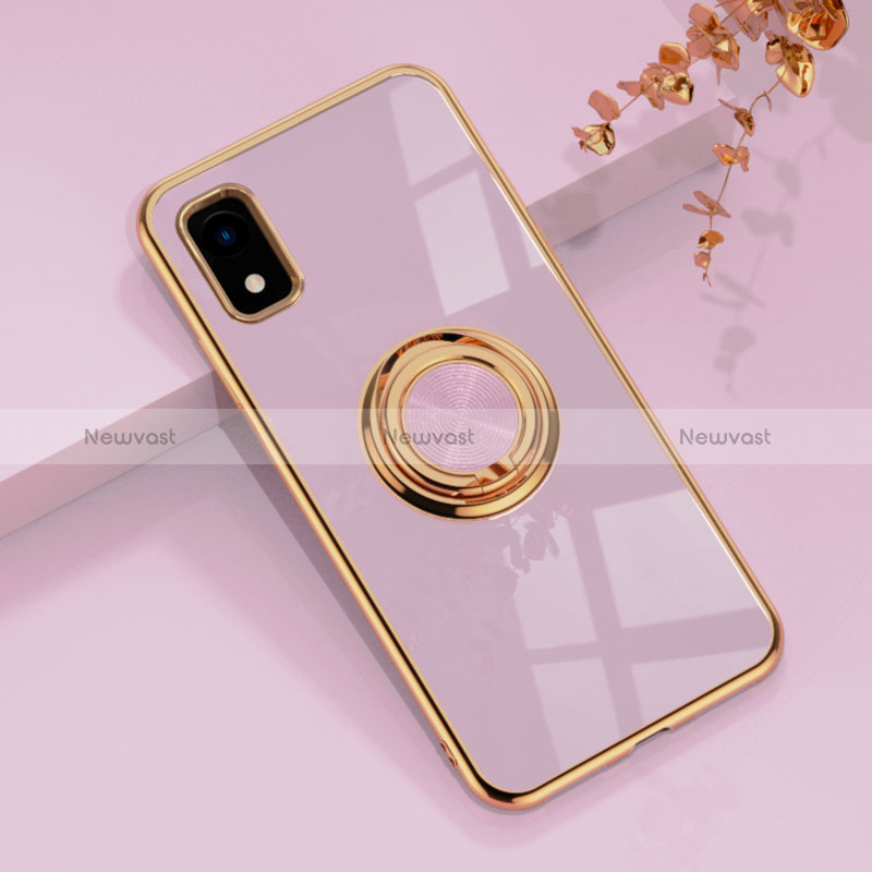 Ultra-thin Silicone Gel Soft Case Cover with Magnetic Finger Ring Stand AN1 for Sharp Aquos wish3