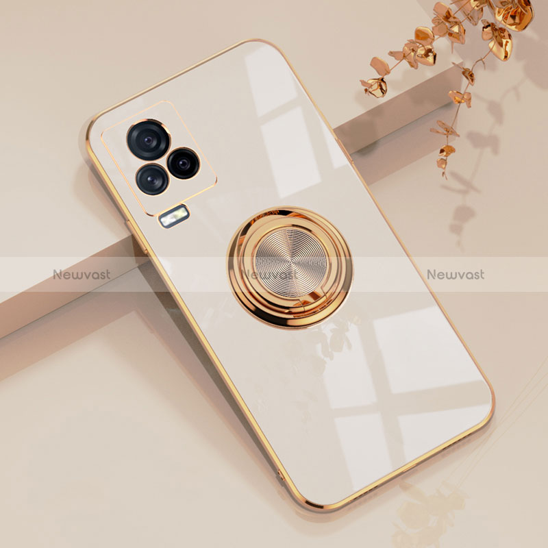 Ultra-thin Silicone Gel Soft Case Cover with Magnetic Finger Ring Stand AN1 for Vivo iQOO 7 Legend 5G