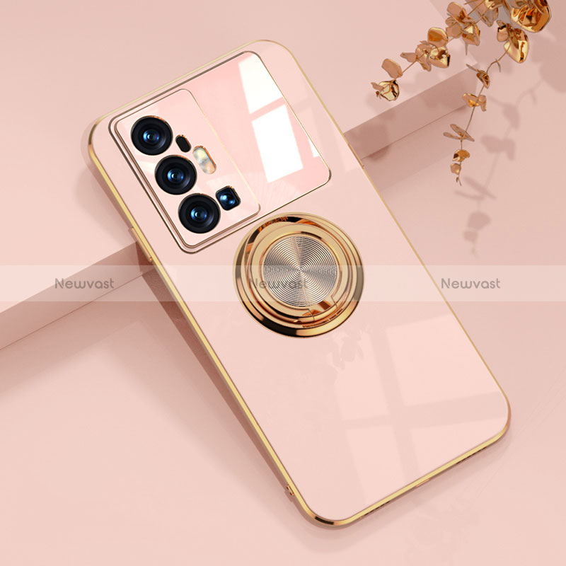 Ultra-thin Silicone Gel Soft Case Cover with Magnetic Finger Ring Stand AN1 for Vivo X70 Pro+ Plus 5G