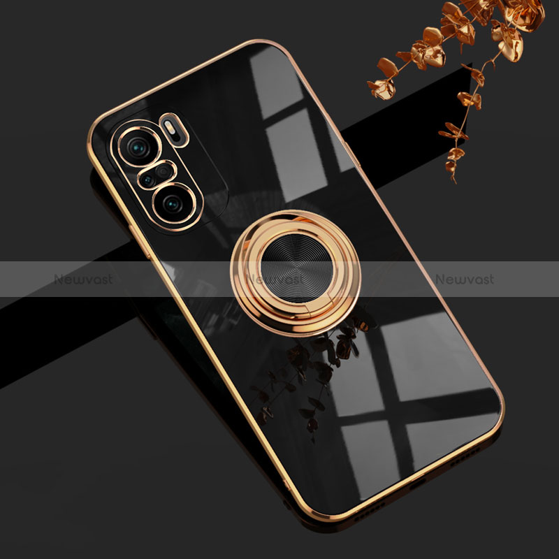 Ultra-thin Silicone Gel Soft Case Cover with Magnetic Finger Ring Stand AN1 for Xiaomi Mi 11i 5G