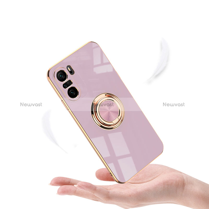 Ultra-thin Silicone Gel Soft Case Cover with Magnetic Finger Ring Stand AN1 for Xiaomi Mi 11i 5G