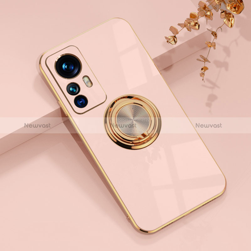 Ultra-thin Silicone Gel Soft Case Cover with Magnetic Finger Ring Stand AN1 for Xiaomi Mi 12T 5G