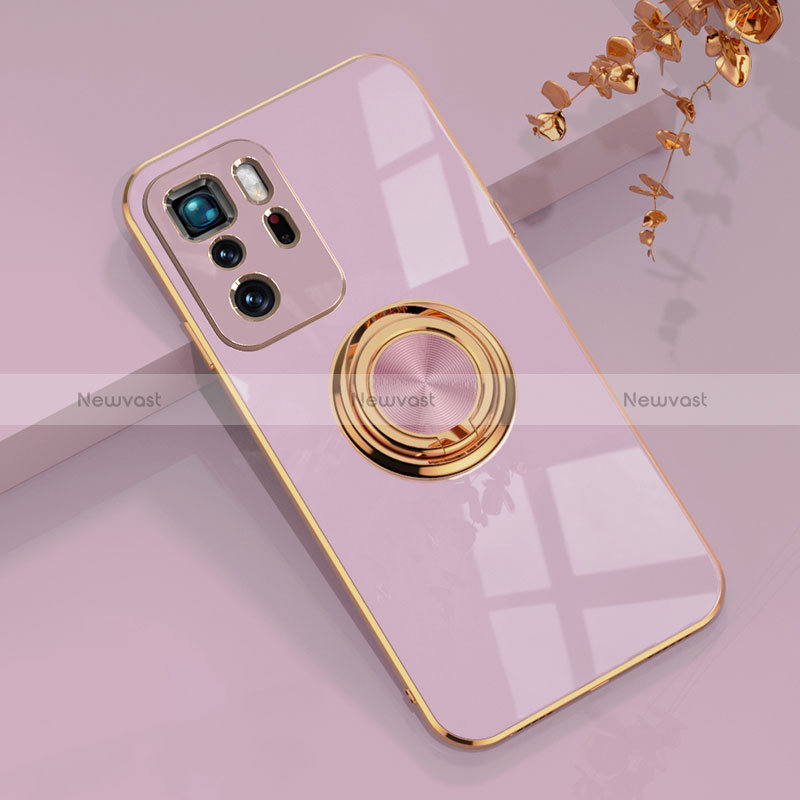 Ultra-thin Silicone Gel Soft Case Cover with Magnetic Finger Ring Stand AN1 for Xiaomi Poco X3 GT 5G Clove Purple