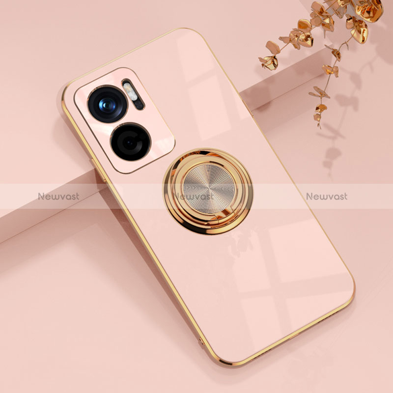 Ultra-thin Silicone Gel Soft Case Cover with Magnetic Finger Ring Stand AN1 for Xiaomi Redmi 11 Prime 5G