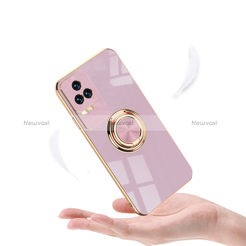 Ultra-thin Silicone Gel Soft Case Cover with Magnetic Finger Ring Stand AN1 for Xiaomi Redmi K40S 5G