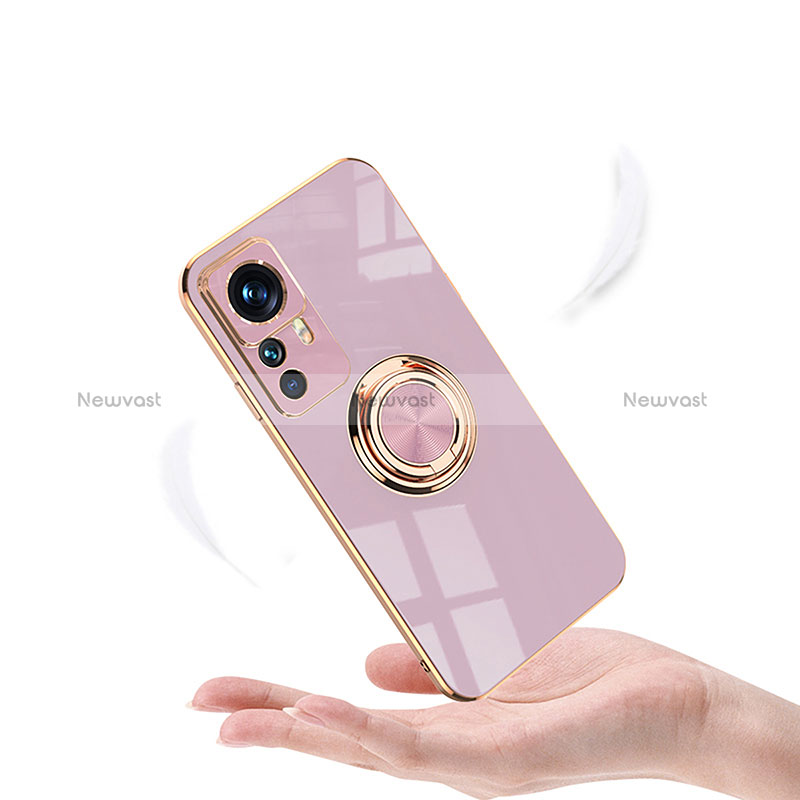 Ultra-thin Silicone Gel Soft Case Cover with Magnetic Finger Ring Stand AN1 for Xiaomi Redmi K50 Ultra 5G