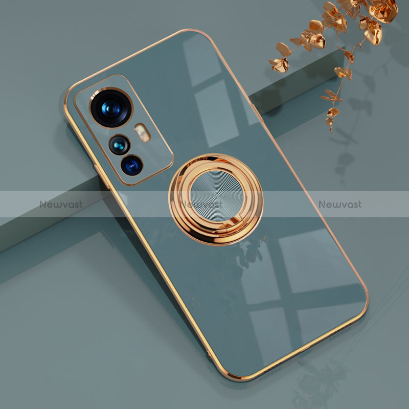 Ultra-thin Silicone Gel Soft Case Cover with Magnetic Finger Ring Stand AN1 for Xiaomi Redmi K50 Ultra 5G