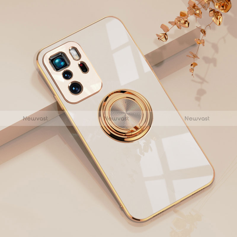 Ultra-thin Silicone Gel Soft Case Cover with Magnetic Finger Ring Stand AN1 for Xiaomi Redmi Note 10 Pro 5G