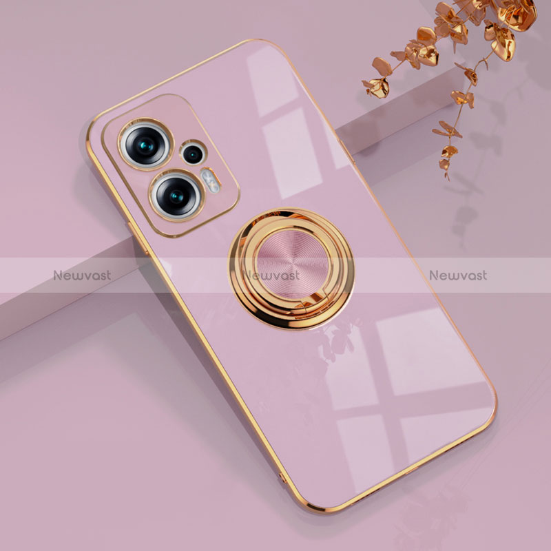 Ultra-thin Silicone Gel Soft Case Cover with Magnetic Finger Ring Stand AN1 for Xiaomi Redmi Note 11T Pro+ Plus 5G