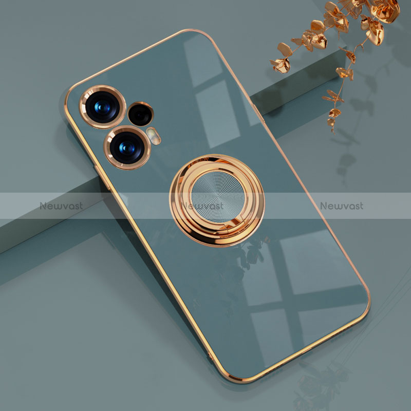 Ultra-thin Silicone Gel Soft Case Cover with Magnetic Finger Ring Stand AN1 for Xiaomi Redmi Note 12 Turbo 5G