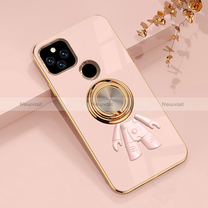 Ultra-thin Silicone Gel Soft Case Cover with Magnetic Finger Ring Stand AN2 for Google Pixel 5a 5G