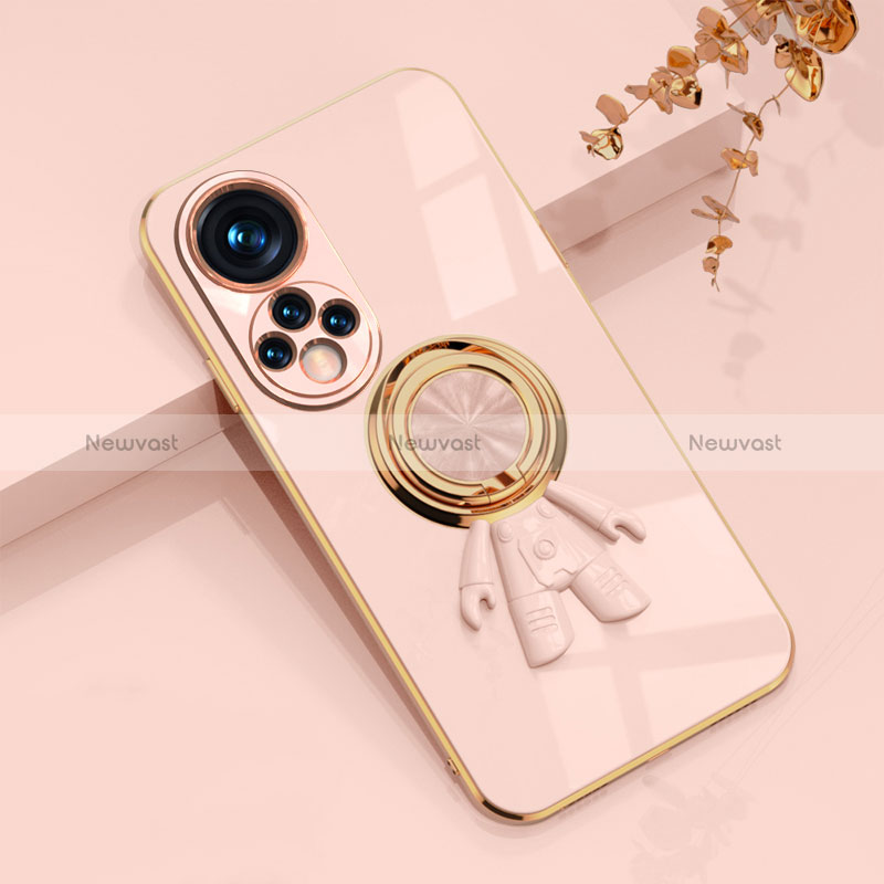 Ultra-thin Silicone Gel Soft Case Cover with Magnetic Finger Ring Stand AN2 for Huawei Honor 50 5G