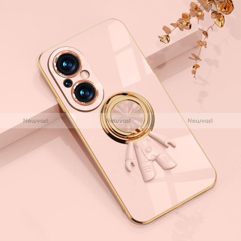 Ultra-thin Silicone Gel Soft Case Cover with Magnetic Finger Ring Stand AN2 for Huawei Honor 50 SE 5G