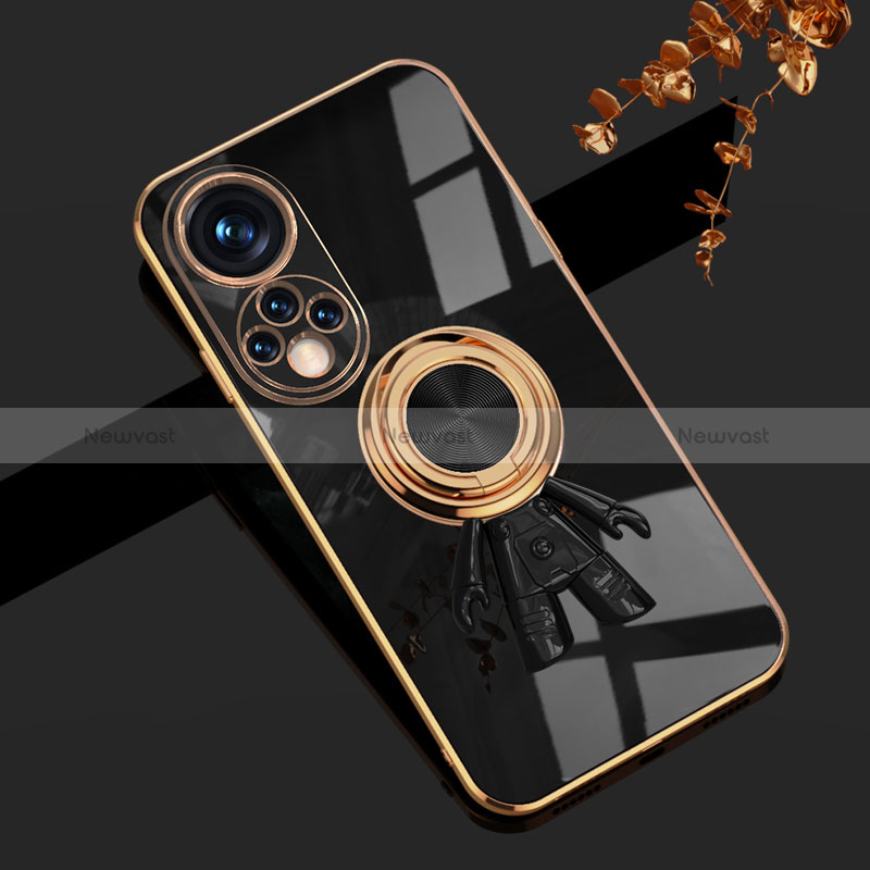 Ultra-thin Silicone Gel Soft Case Cover with Magnetic Finger Ring Stand AN2 for Huawei Nova 9