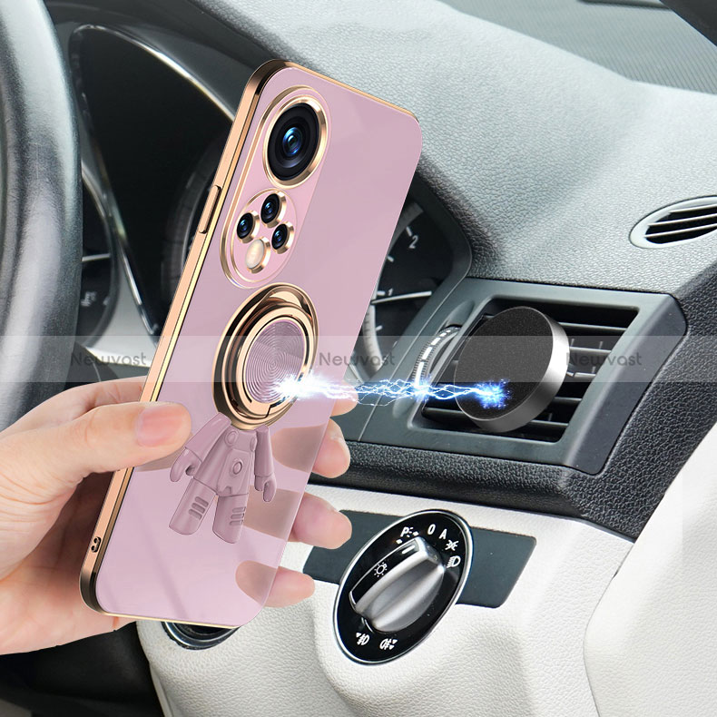 Ultra-thin Silicone Gel Soft Case Cover with Magnetic Finger Ring Stand AN2 for Huawei Nova 9 Pro