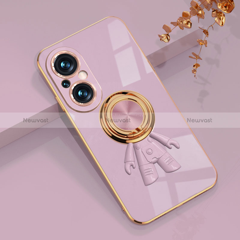 Ultra-thin Silicone Gel Soft Case Cover with Magnetic Finger Ring Stand AN2 for Huawei Nova 9 SE