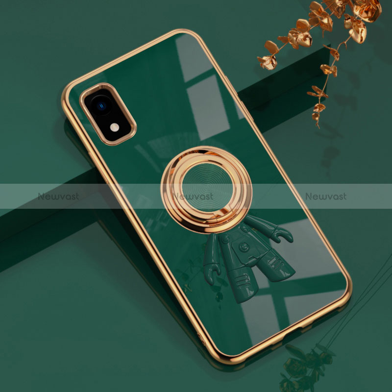 Ultra-thin Silicone Gel Soft Case Cover with Magnetic Finger Ring Stand AN2 for Sharp Aquos wish3 Green