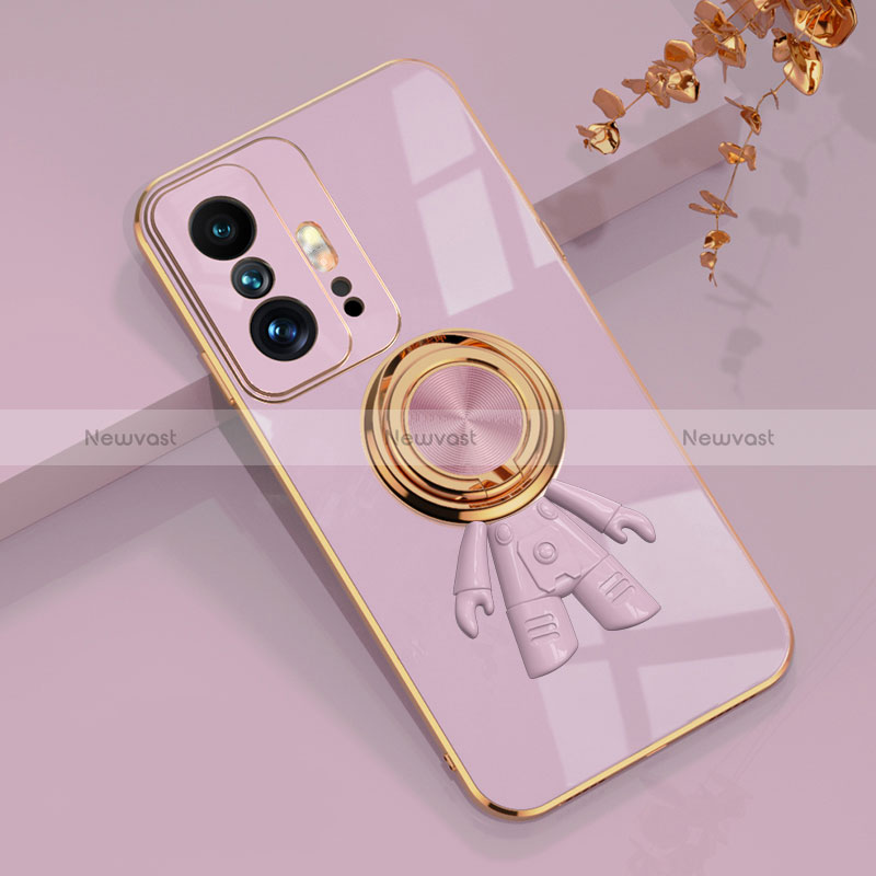 Ultra-thin Silicone Gel Soft Case Cover with Magnetic Finger Ring Stand AN2 for Xiaomi Mi 11T 5G