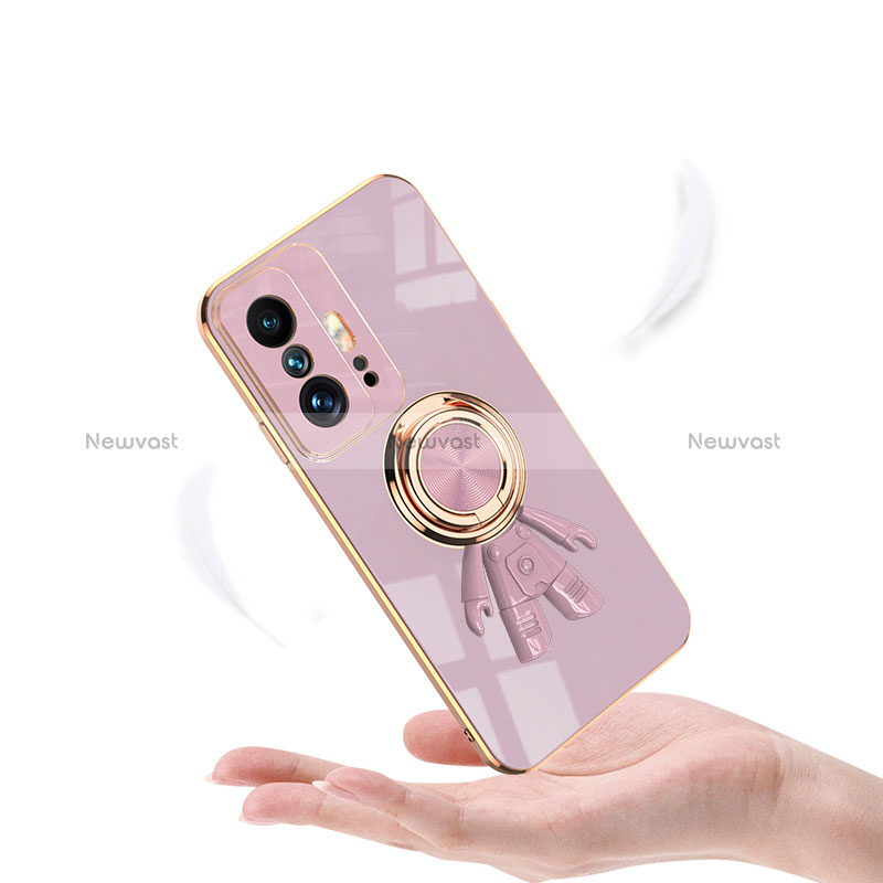 Ultra-thin Silicone Gel Soft Case Cover with Magnetic Finger Ring Stand AN2 for Xiaomi Mi 11T 5G