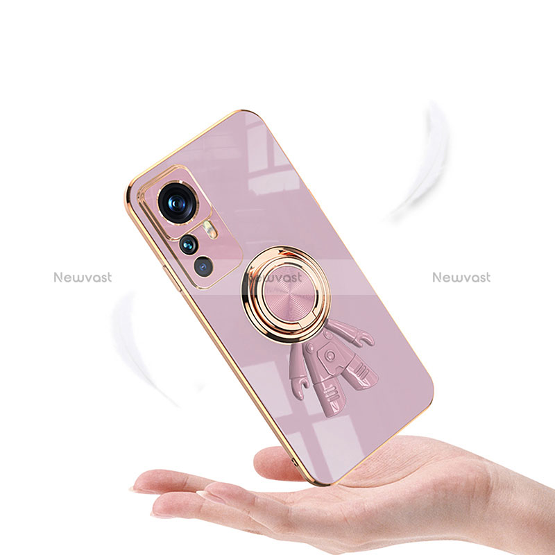 Ultra-thin Silicone Gel Soft Case Cover with Magnetic Finger Ring Stand AN2 for Xiaomi Mi 12T 5G