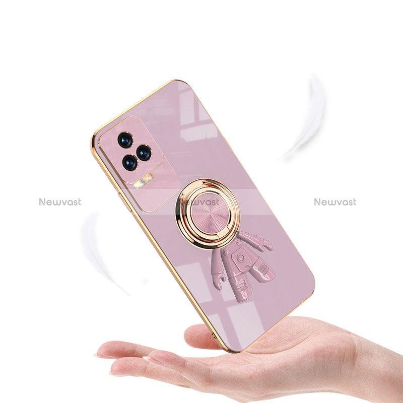 Ultra-thin Silicone Gel Soft Case Cover with Magnetic Finger Ring Stand AN2 for Xiaomi Poco F4 5G