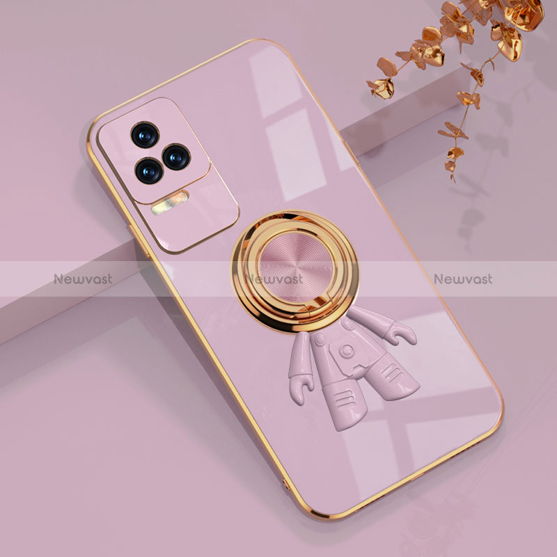 Ultra-thin Silicone Gel Soft Case Cover with Magnetic Finger Ring Stand AN2 for Xiaomi Poco F4 5G Purple