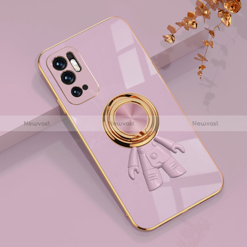 Ultra-thin Silicone Gel Soft Case Cover with Magnetic Finger Ring Stand AN2 for Xiaomi POCO M3 Pro 5G