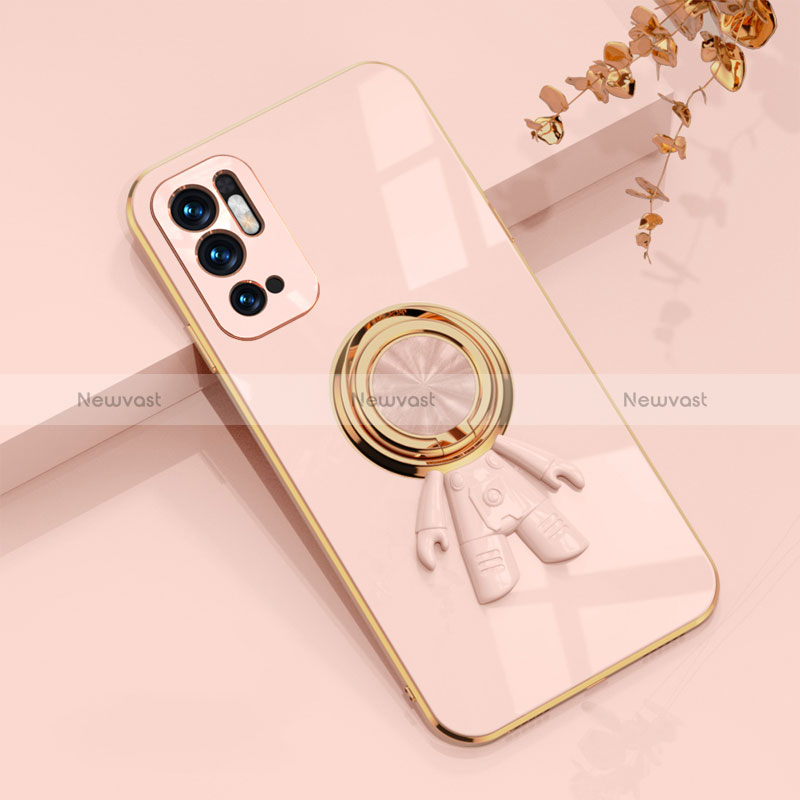 Ultra-thin Silicone Gel Soft Case Cover with Magnetic Finger Ring Stand AN2 for Xiaomi POCO M3 Pro 5G Pink