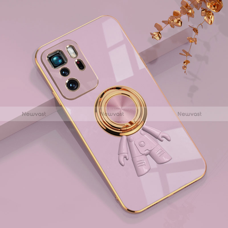 Ultra-thin Silicone Gel Soft Case Cover with Magnetic Finger Ring Stand AN2 for Xiaomi Poco X3 GT 5G