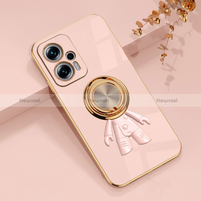 Ultra-thin Silicone Gel Soft Case Cover with Magnetic Finger Ring Stand AN2 for Xiaomi Redmi K50i 5G