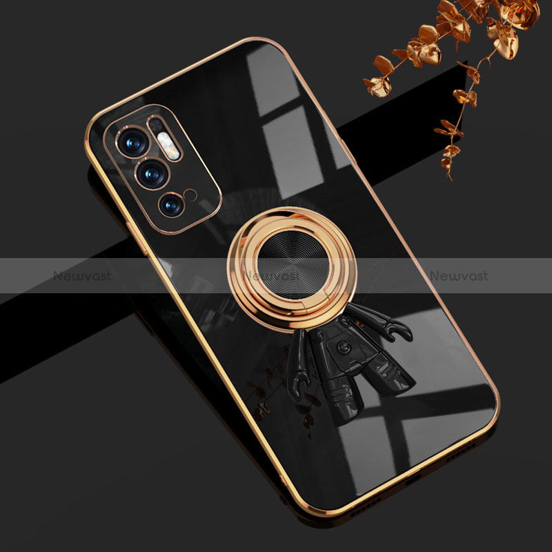 Ultra-thin Silicone Gel Soft Case Cover with Magnetic Finger Ring Stand AN2 for Xiaomi Redmi Note 10 5G