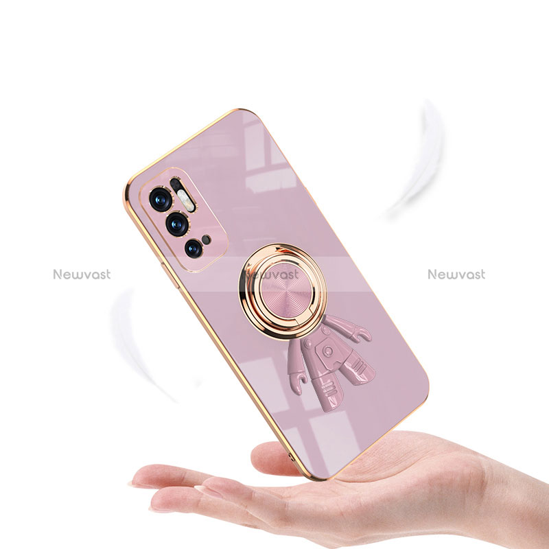 Ultra-thin Silicone Gel Soft Case Cover with Magnetic Finger Ring Stand AN2 for Xiaomi Redmi Note 10 5G