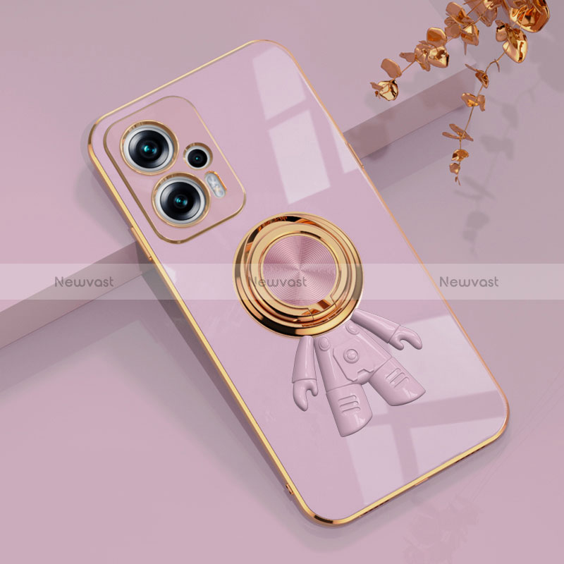 Ultra-thin Silicone Gel Soft Case Cover with Magnetic Finger Ring Stand AN2 for Xiaomi Redmi Note 11T Pro 5G