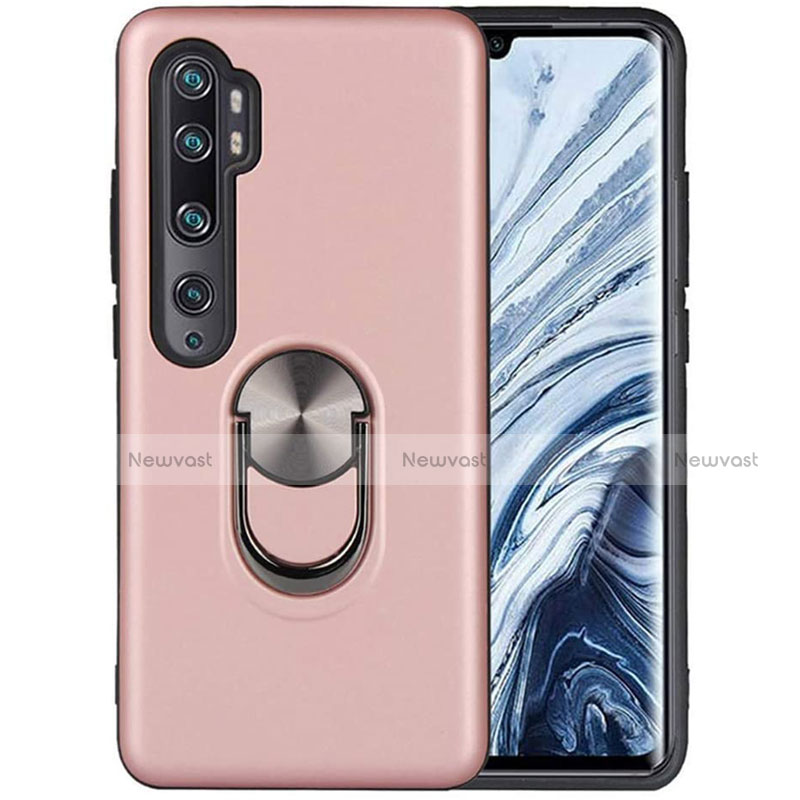 Ultra-thin Silicone Gel Soft Case Cover with Magnetic Finger Ring Stand D04 for Xiaomi Mi Note 10 Pro