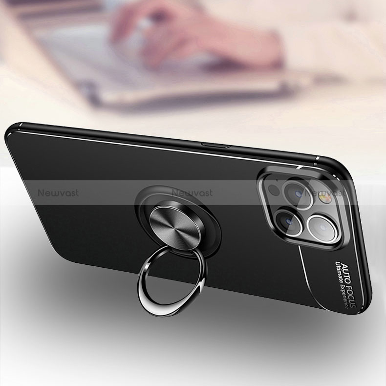 Ultra-thin Silicone Gel Soft Case Cover with Magnetic Finger Ring Stand for Apple iPhone 14 Pro