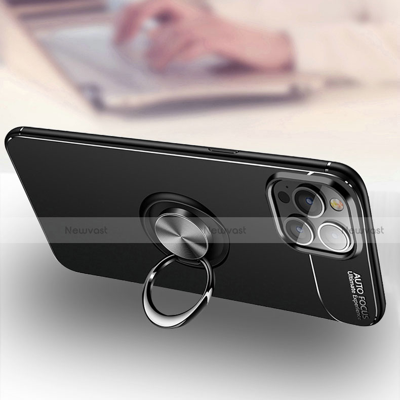 Ultra-thin Silicone Gel Soft Case Cover with Magnetic Finger Ring Stand for Apple iPhone 15 Plus