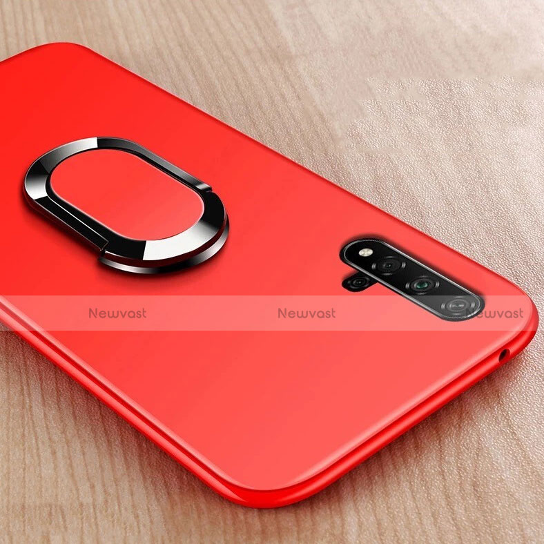 Ultra-thin Silicone Gel Soft Case Cover with Magnetic Finger Ring Stand for Huawei Honor 20S