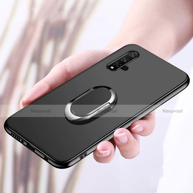 Ultra-thin Silicone Gel Soft Case Cover with Magnetic Finger Ring Stand for Huawei Honor 20S