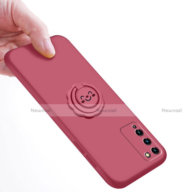 Ultra-thin Silicone Gel Soft Case Cover with Magnetic Finger Ring Stand for Huawei Honor 30 Lite 5G