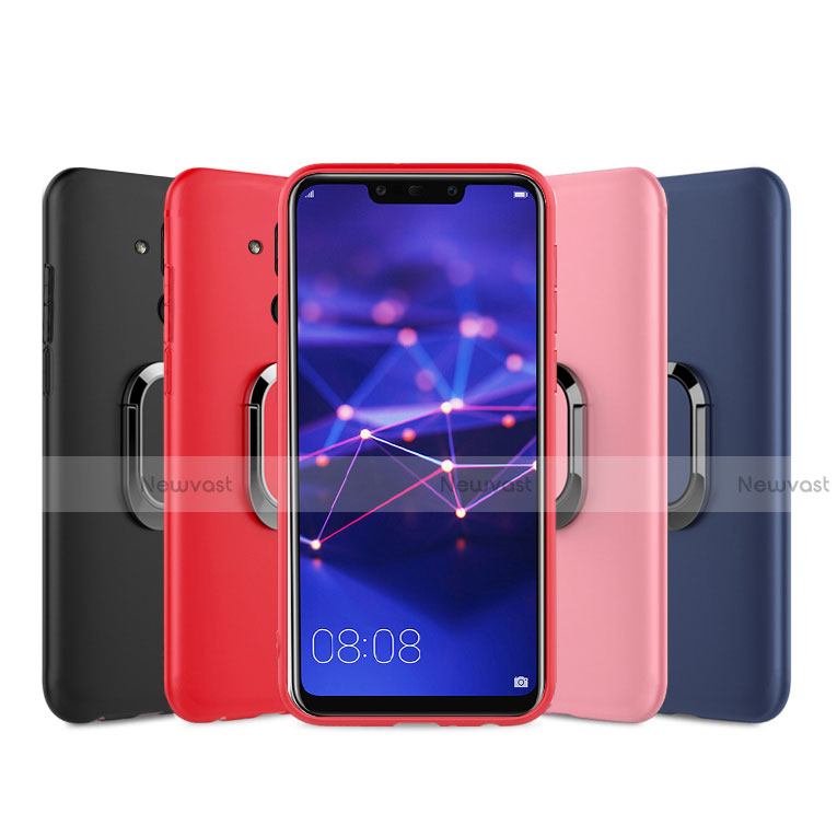 Ultra-thin Silicone Gel Soft Case Cover with Magnetic Finger Ring Stand for Huawei Mate 20 Lite