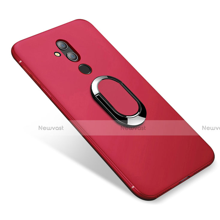 Ultra-thin Silicone Gel Soft Case Cover with Magnetic Finger Ring Stand for Huawei Mate 20 Lite Red