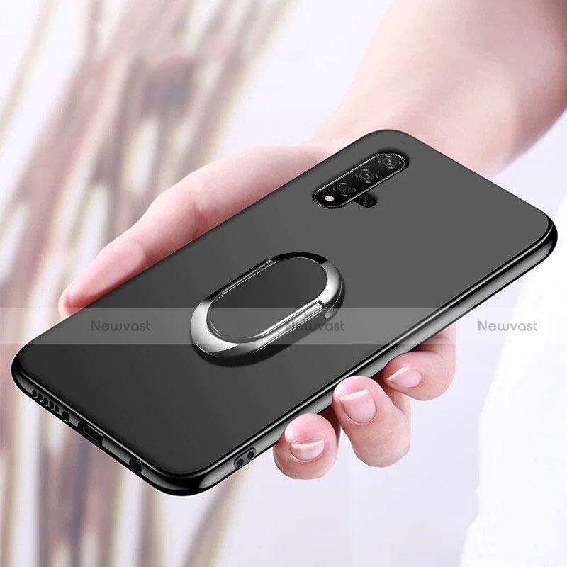 Ultra-thin Silicone Gel Soft Case Cover with Magnetic Finger Ring Stand for Huawei Nova 5T