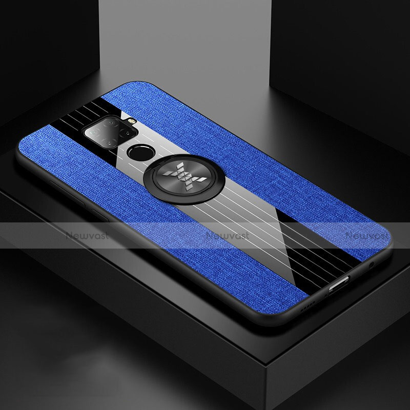 Ultra-thin Silicone Gel Soft Case Cover with Magnetic Finger Ring Stand for Huawei Nova 5z Blue