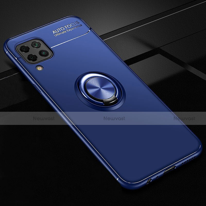 Ultra-thin Silicone Gel Soft Case Cover with Magnetic Finger Ring Stand for Huawei Nova 6 SE Blue