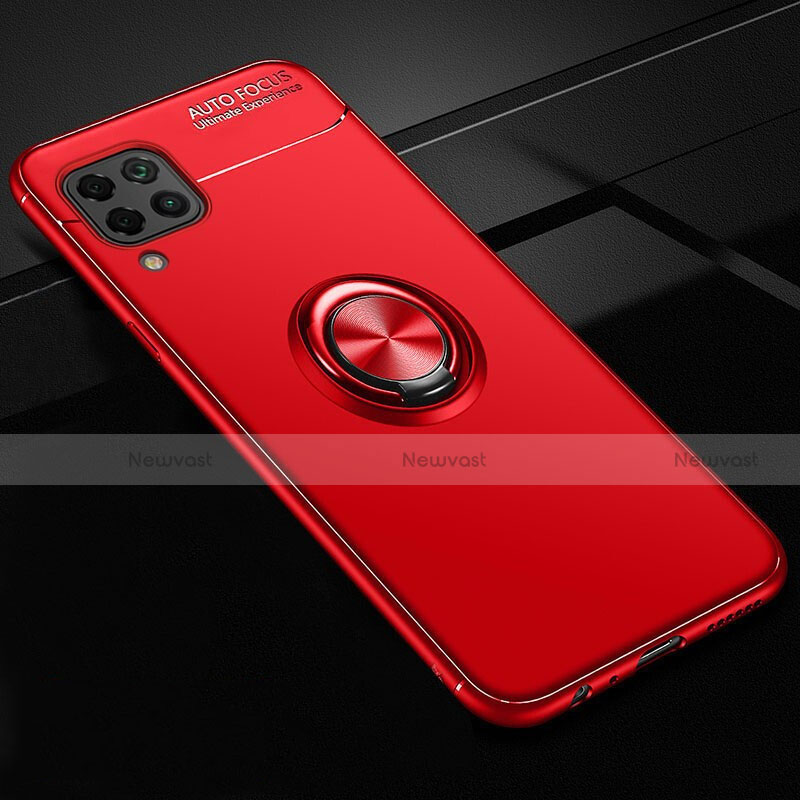 Ultra-thin Silicone Gel Soft Case Cover with Magnetic Finger Ring Stand for Huawei Nova 6 SE Red